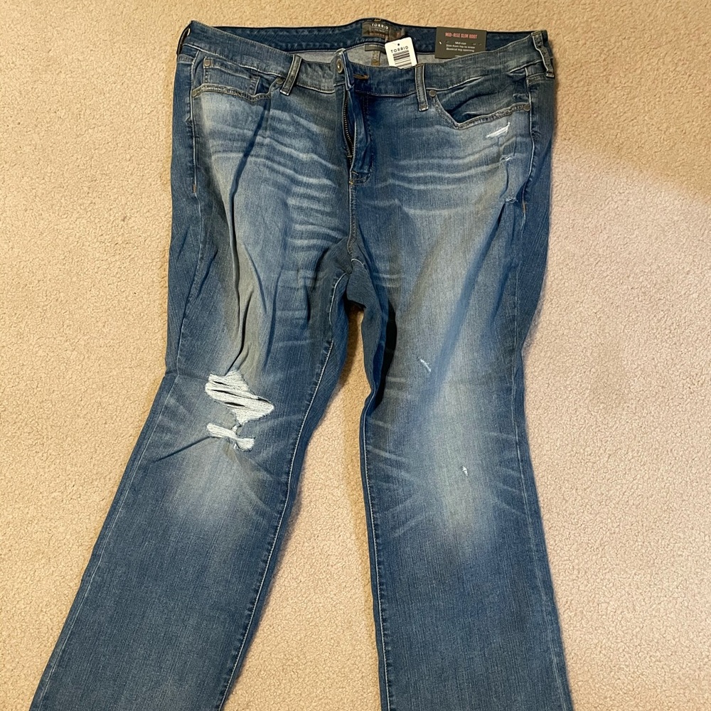 Torrid distressed slim boot cut jeans